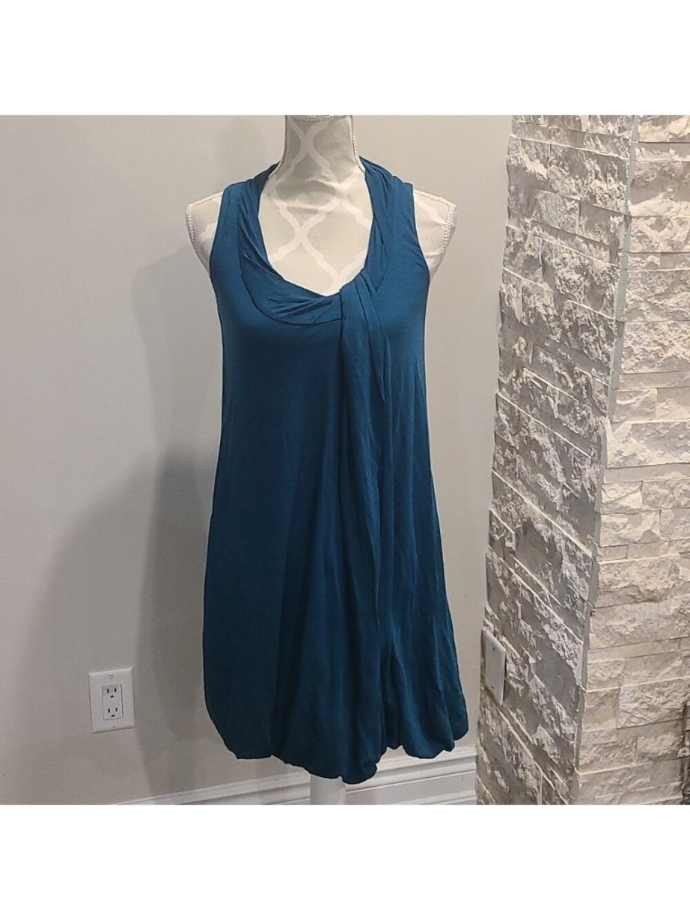 Theory Isolde Freshman wool blend Green Sleeveless Dress with Bubble Hem
